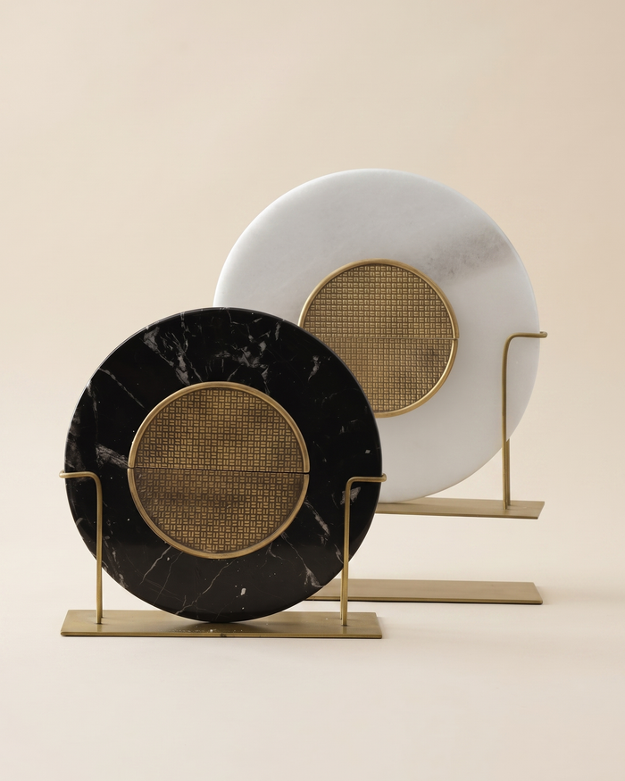 Marble Disc with Brass Half Moon II