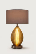 Carved Amber Glass Table Lamp