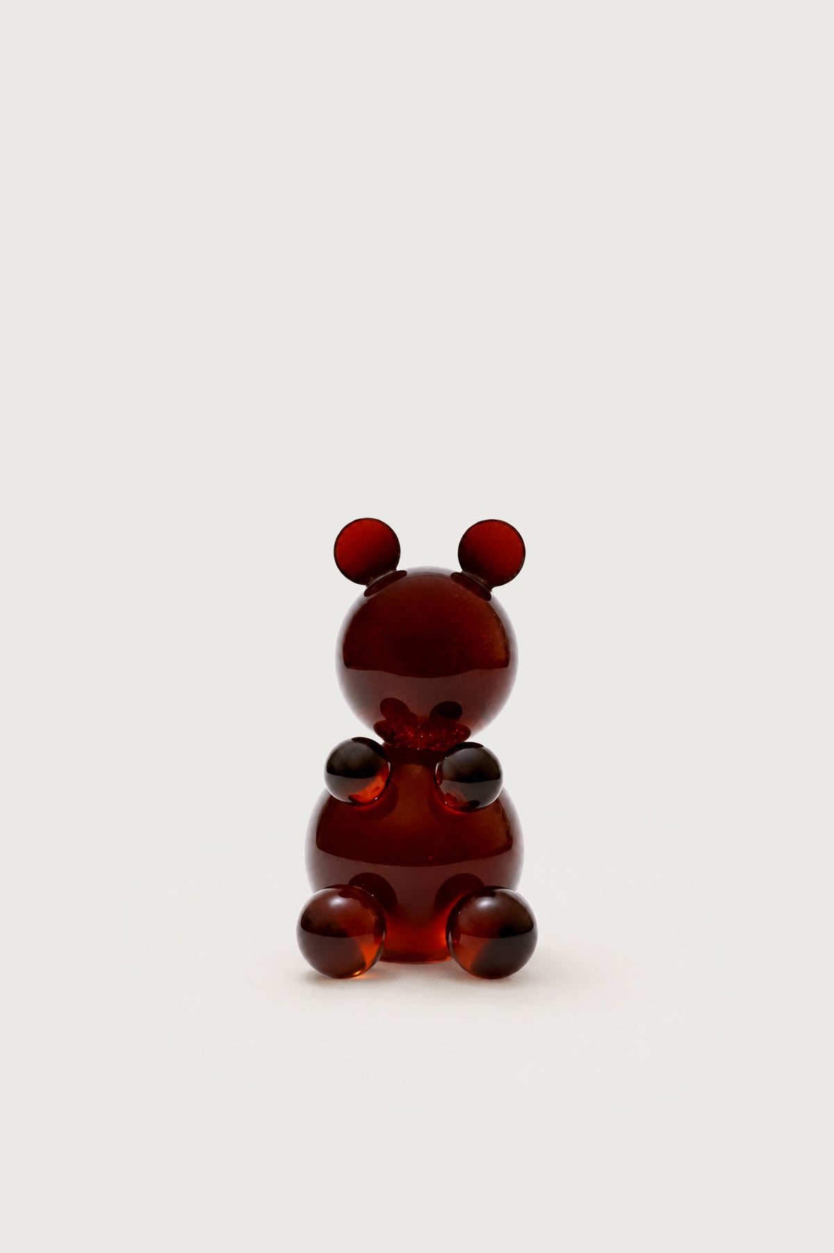 Glass Bear Figurine — Cognac Red