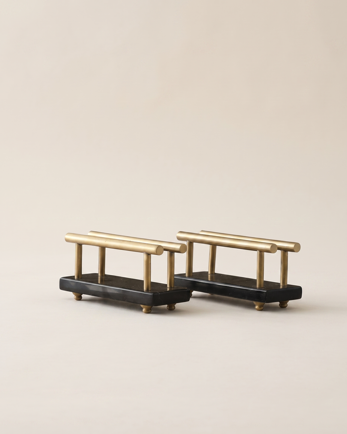 Mini Black Marble Napkin Holder With Brass Frame