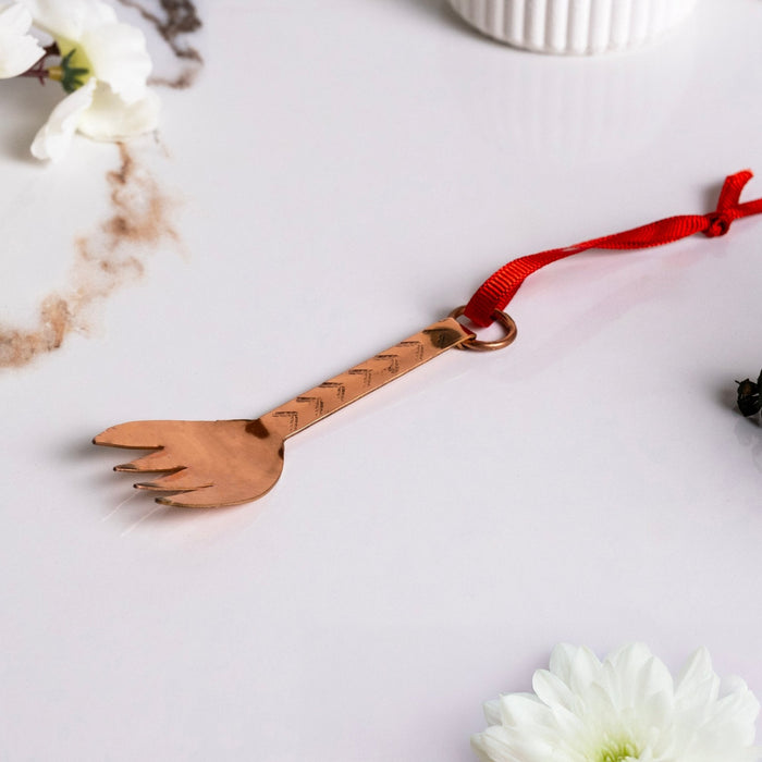 Mini Copper Slotted Spoon Toy – Dollhouse Utensil & Festive Xmas Tree Decor