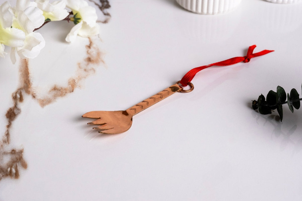 Handcrafted Mini Copper Slotted Spoon – Dollhouse Utensil & Festive Kitchen Decor - Alfiq's Store