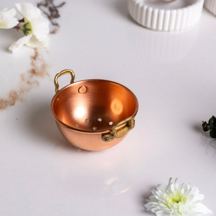 Miniature Copper Colander - Dollhouse Kitchen Decor & Copper Collector’s Treasure
