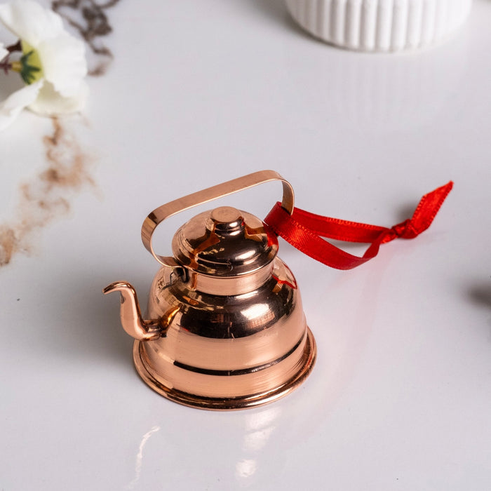 Handcrafted Miniature Copper Kettle – Tiny Dollhouse Teapot & Xmas Tree Festive Ornament (2")