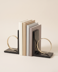 Modern Ring Bookends with Black Marble Base