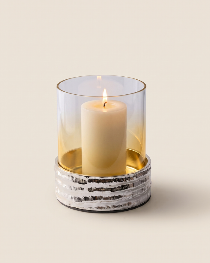 Molten Brass Glass Candlestick I — Large