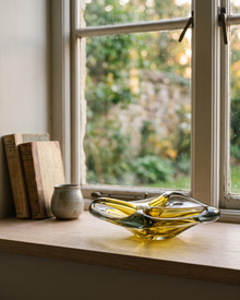 Murano Four-Section Glass Bowl IX styled in a warm interior setting