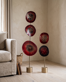 Murano Glass Disc Floor Sculpture (Set of 2) — styled interior