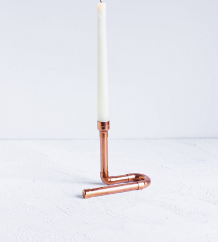 Industrial Copper Single Candle Holder