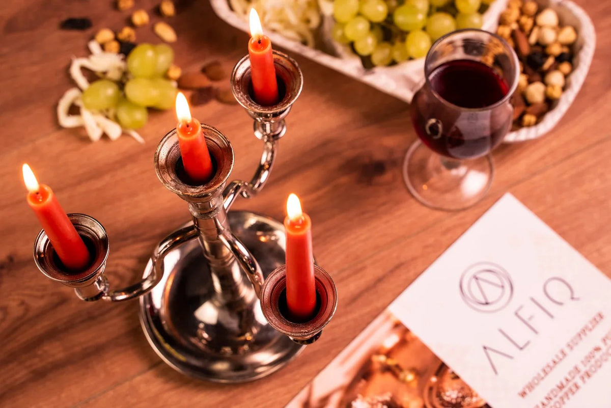 Handmade Nickel Candlestick Holder | Copper Vintage Home Decoration Ornaments - Alfiq's Store