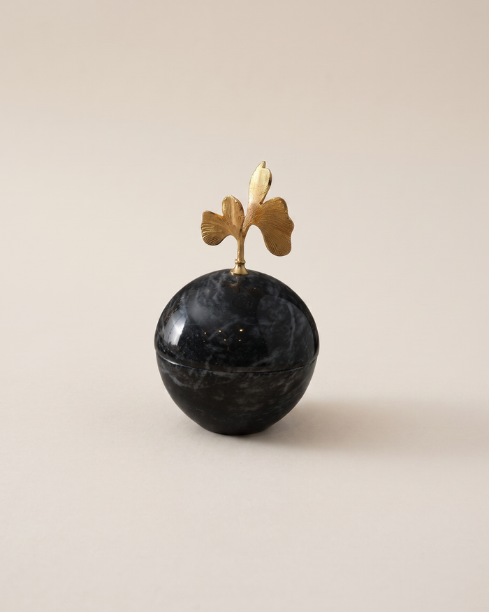 Noir Flora Bonbonnière with Ginkgo Lid
