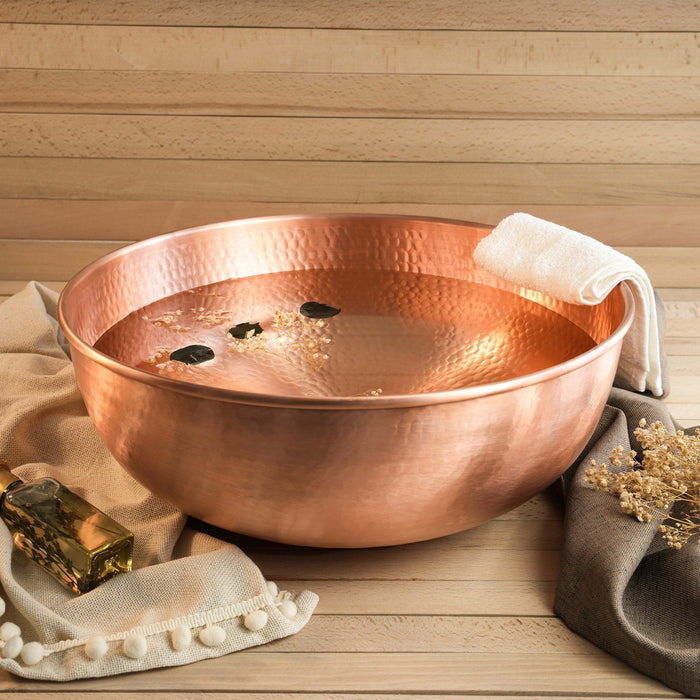Handmade Matte Copper Foot Soaking Bowl – Solid Copper Foot Spa Bowl