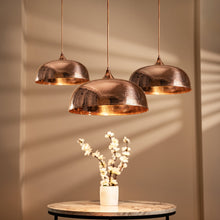 Handmade Dark Copper Dome Pendant Light with Customizable Accessories - Alfiq's Store