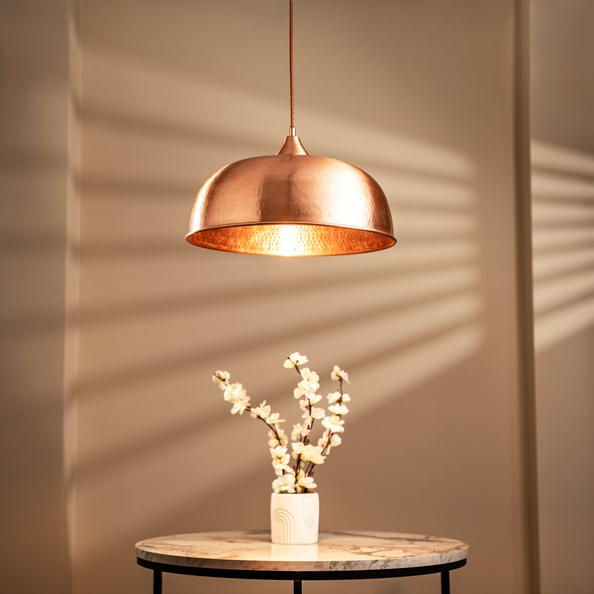 Handmade Matte Copper Pendant Light – Timeless Elegance in a Hand - Hammered Finish - Alfiq's Store