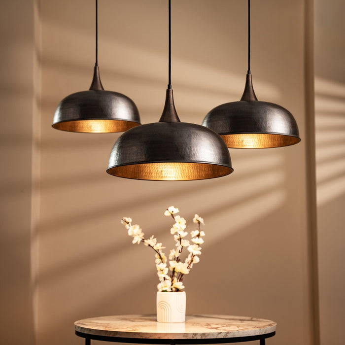 Handmade Dark Copper Dome Pendant Light, Copper Accessories Included
