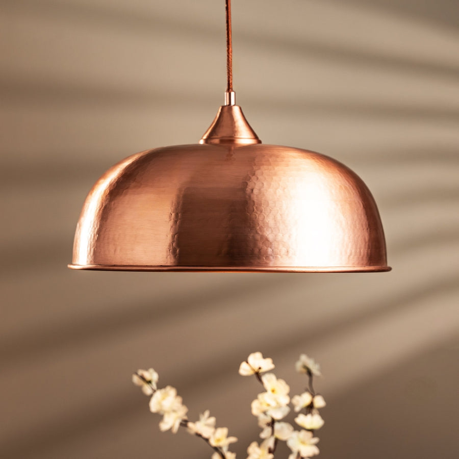 Handmade Matte Copper Pendant Light – Timeless Elegance in a Hand - Hammered Finish - Alfiq's Store