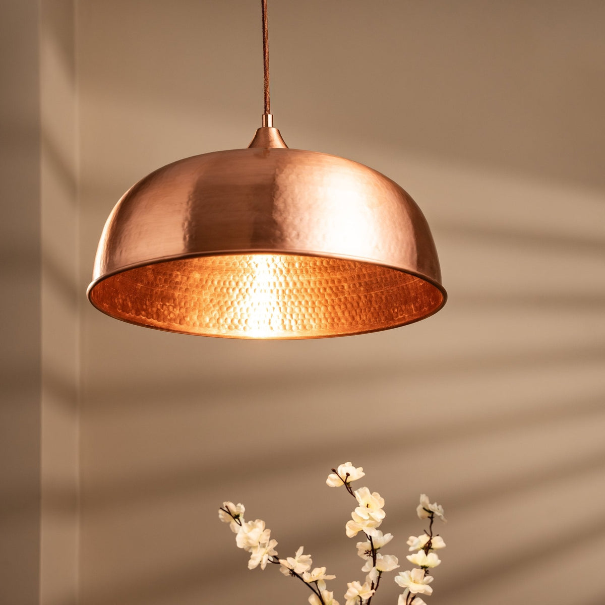 Handmade Matte Copper Pendant Light – Timeless Elegance in a Hand - Hammered Finish - Alfiq's Store