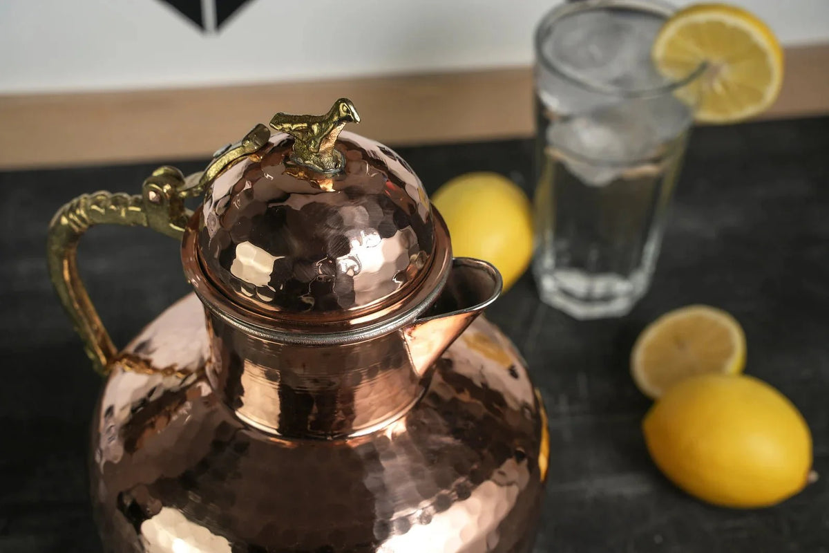 Special Heavy Duty Solid Pure Copper Pitcher | Handmade Copper Water & Beverage Jug | Handcrafted 2000ml - Alfiq's Store
