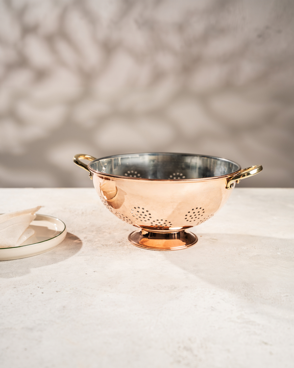 Solid Copper Colander with Tin Interior, 250 mm