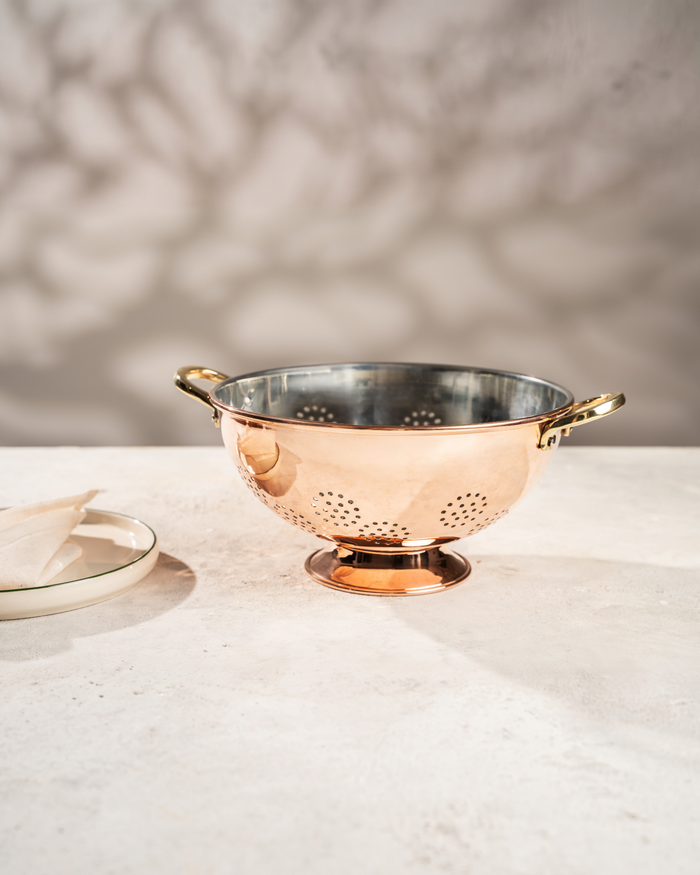 Solid Copper Colander with Tin Interior, 250 mm