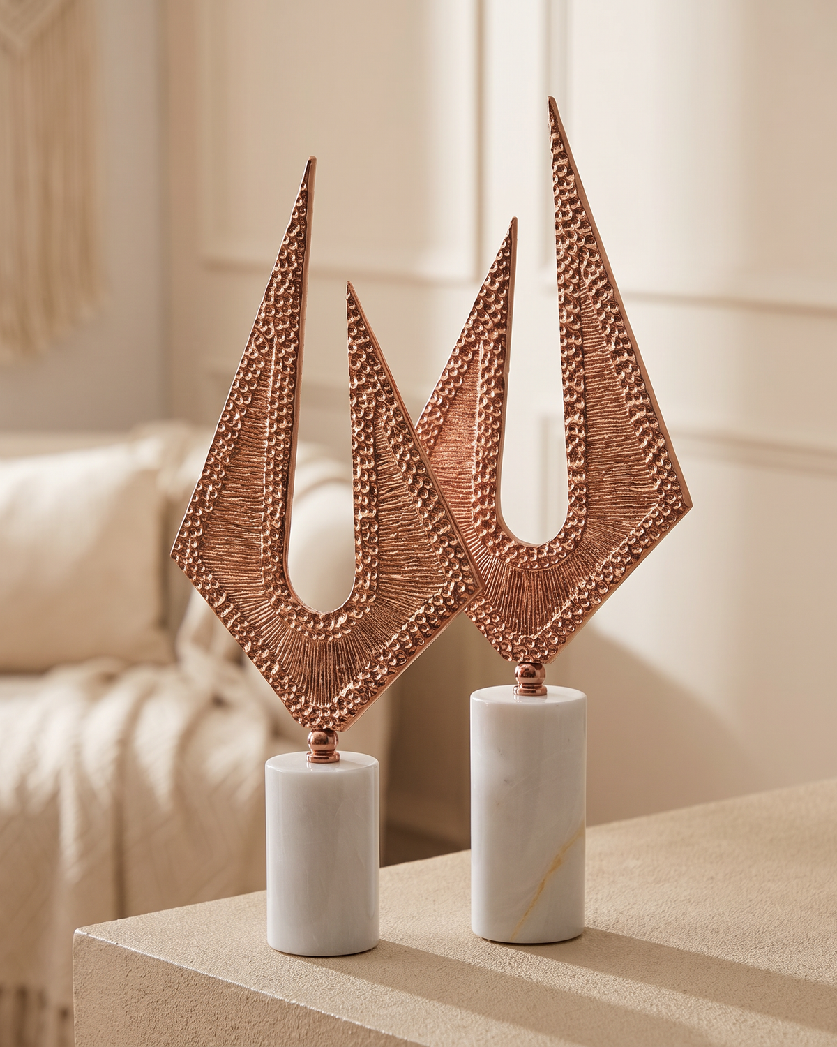 Prism Decorative Object V - styled on a warm beige console in a cosy interior