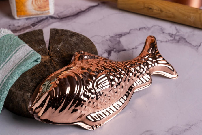 Handcrafted Pure Copper Fish-Shaped Cake Mold, Unique Baking Mold & Kitchen Wall Decor