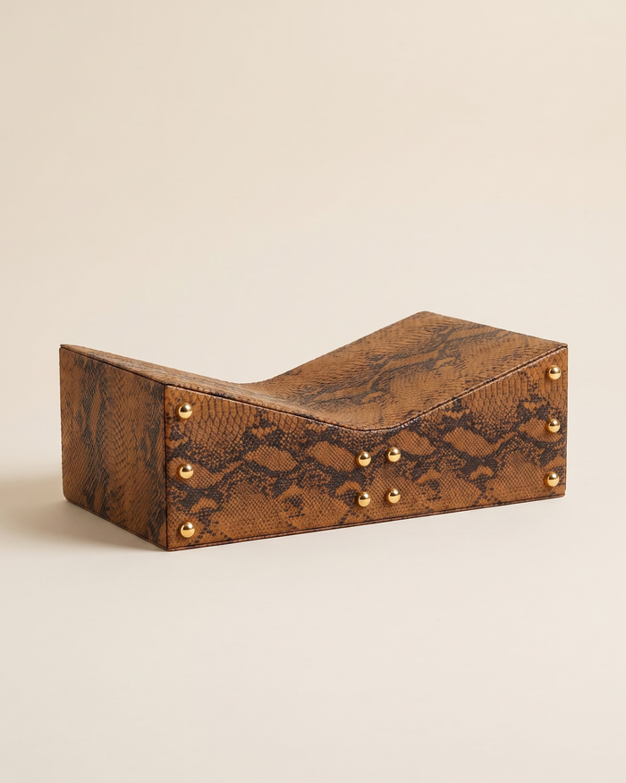 Python-Pattern Decorative Storage Box with Golden Studs