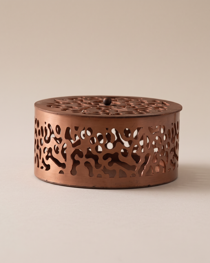Oval Cut-Out Brass Box, Copper Finish (One Piece)
