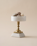 White Marble Serving Stand with Brass Pedestal (One Piece)