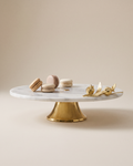 White Marble Serving Stand with Gold Pomegranate (One Piece)