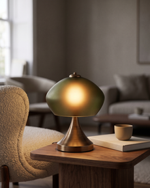 Sandblasted Glass Table Lamp (One Piece) — styled interior scene, Bels & Pearl