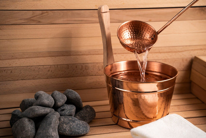 Handmade Copper Sauna Bucket & Ladle Set – Luxury Spa & Hammam Accessories
