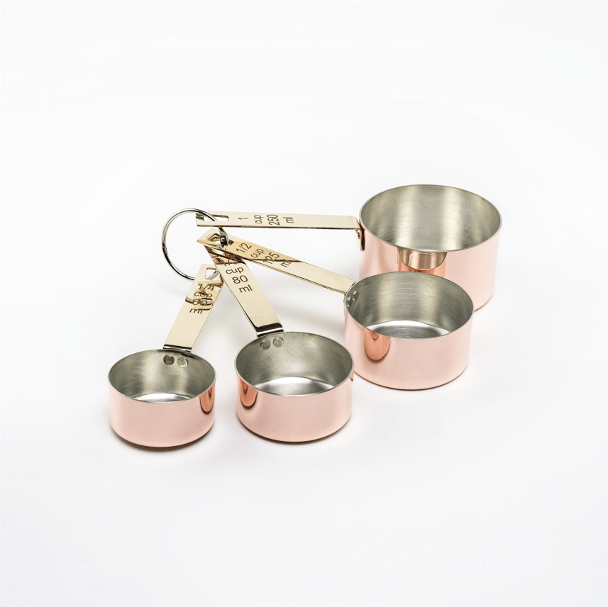 Handmade Solid Copper Measuring Cups – Set of Four with Engraved Measurements - Alfiq's Store