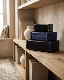 Studded Leather Boxes (Set of 3)