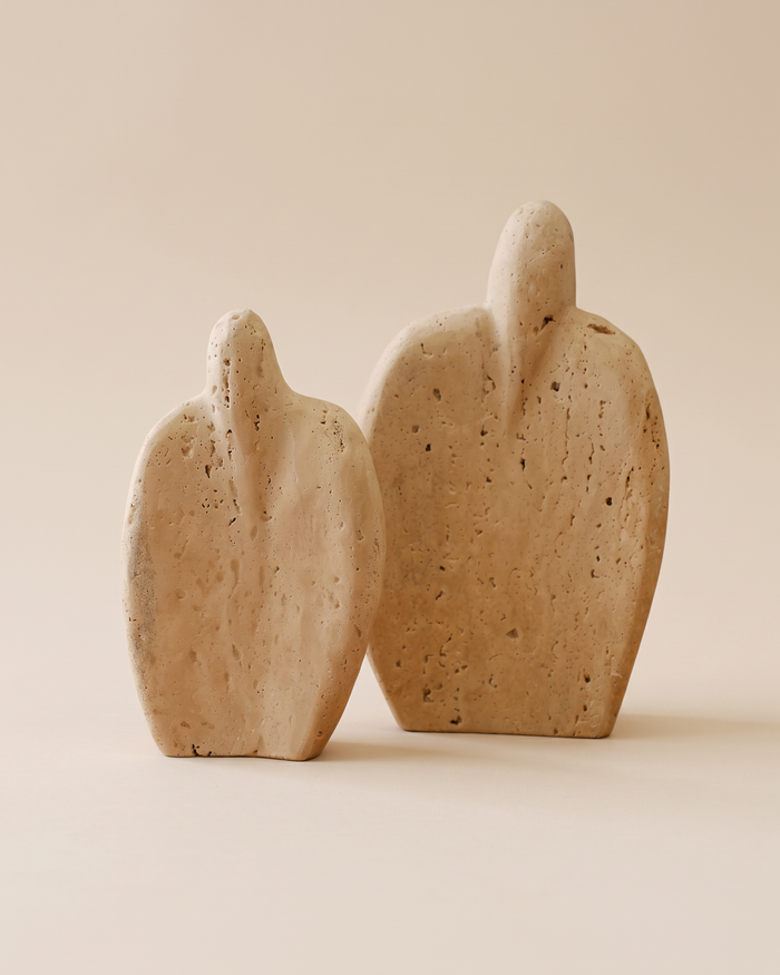 Embrace Figures Travertine Sculptures (Set of 2)
