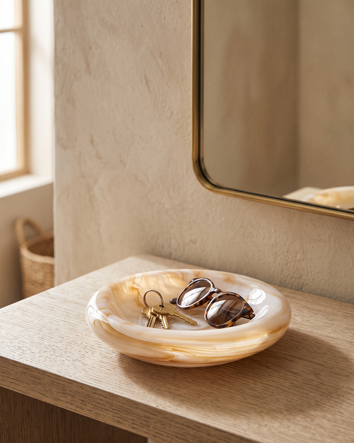 Shallow Glass Dish (One Piece) — styled interior scene, Bels & Pearl