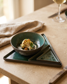 Hic Ceramics Small Triangle Plate — styled in use