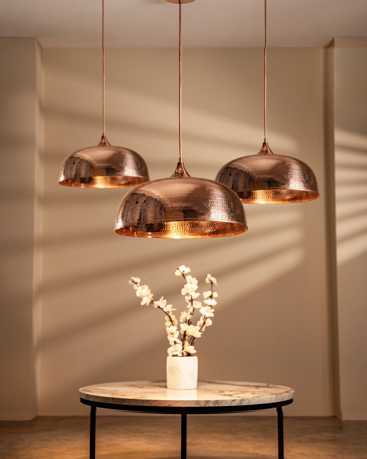 Handmade Dark Copper Dome Pendant Light with Customizable Accessories - Alfiq's Store