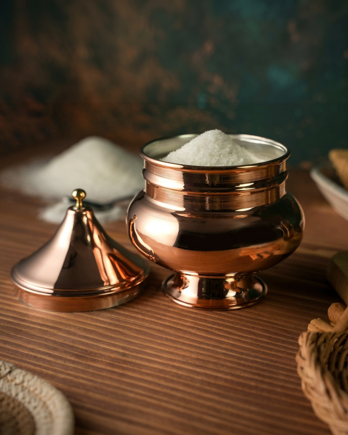 Copper Sugar Bowl with Lid | Copper Small Container Pot for Coffee & Sugar