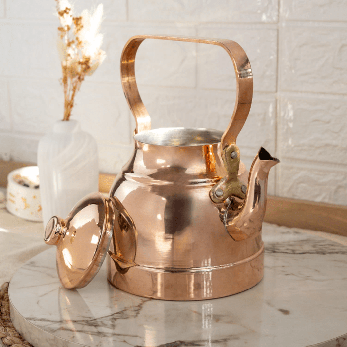 Handcrafted Solid Copper Teapot, 1.5L Turkish Design