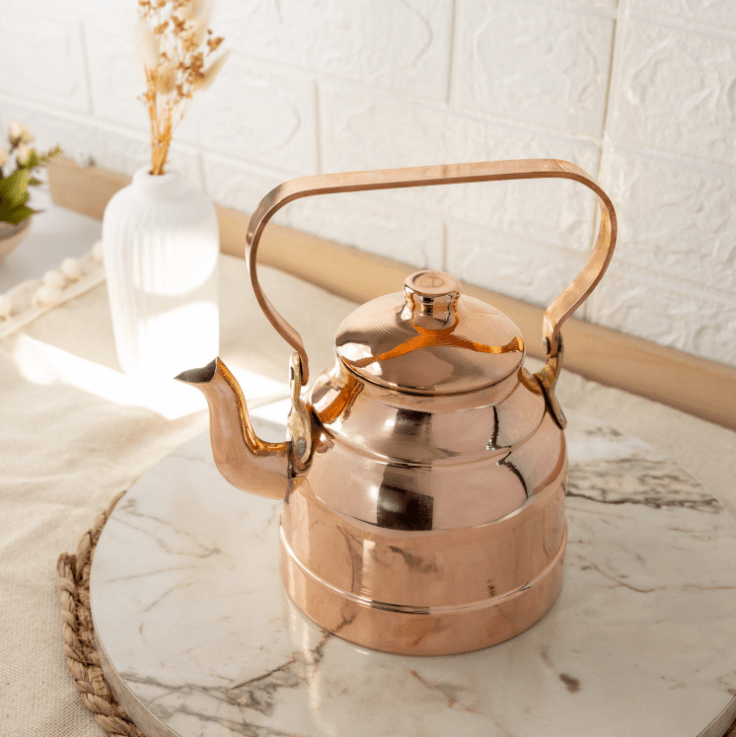 Handcrafted Solid Copper Teapot – Traditional Turkish Design, 1.5L Capacity - Alfiq's Store