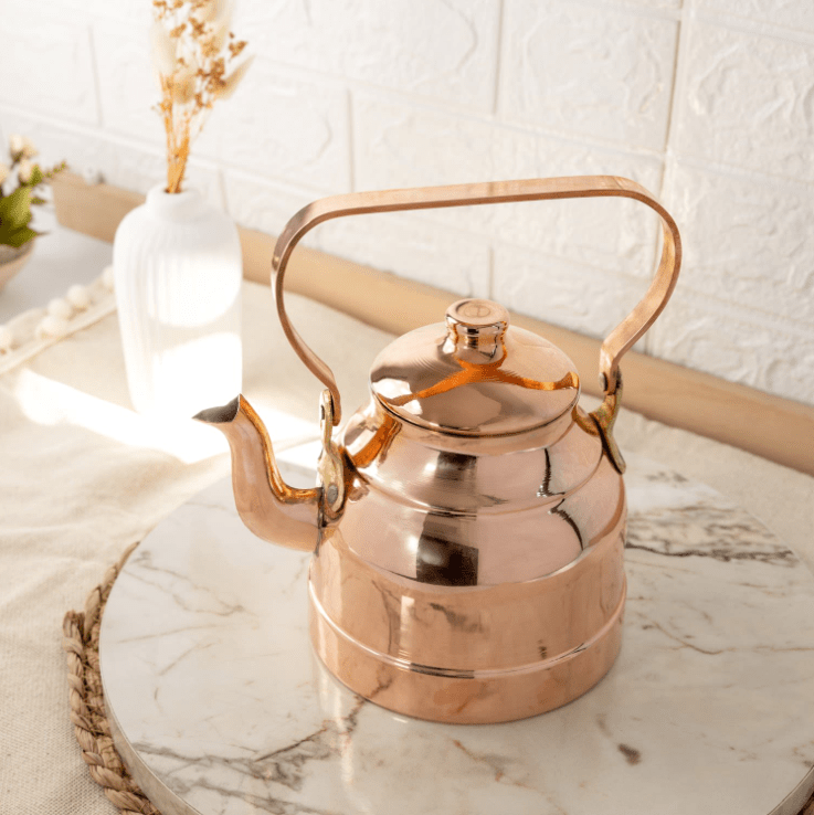 Handcrafted Solid Copper Teapot – Traditional Turkish Design, 1.5L Capacity - Alfiq's Store