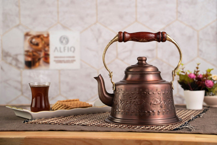 Handmade Solid Copper Teapot, Engraved – 1.6 Quart