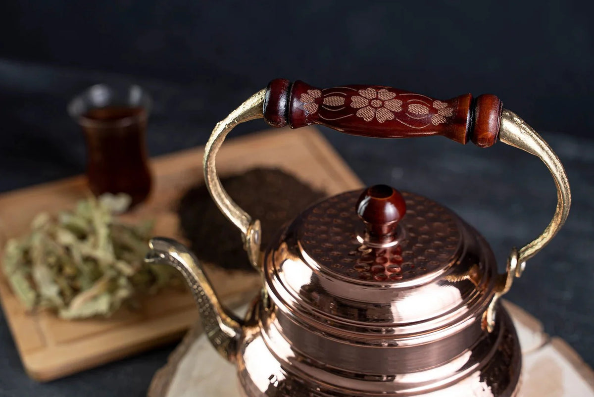 Handmade Solid Copper Teapot Stovetop | 1.6 Quarts (1.5 Liter) 100% Copper Kettle Kitchen Utensil - Alfiq's Store