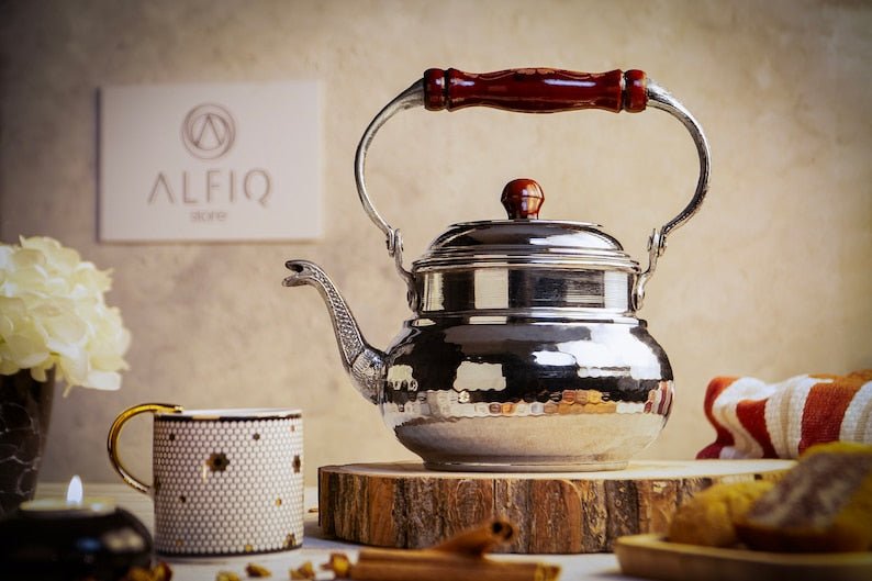 Handmade Solid Copper Teapot Stovetop – 1.6 Quart Hammered Finish Kettle - Alfiq's Store