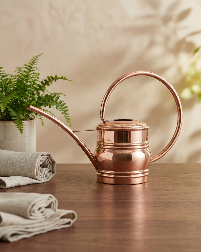 Solid Pure Copper Watering Can for Garden | Handmade Copper Planter Vessel 2000ml | Long Spout Model