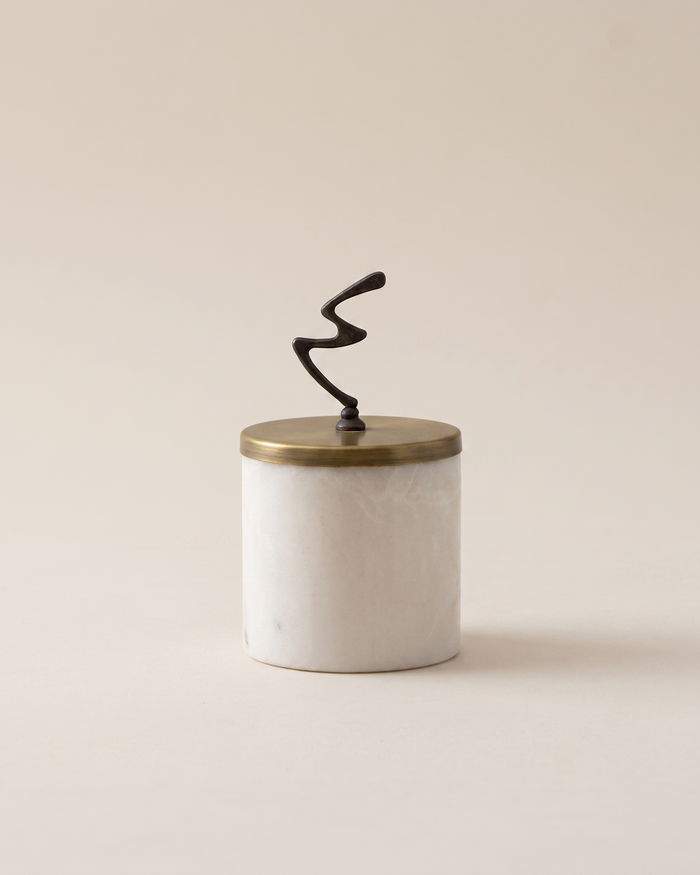 Spiral Lid Marble Bonbonnière with Brass & Bronze Detail