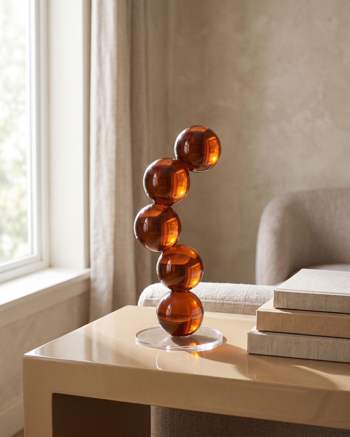 Tall Crystal Bubble Column — styled interior