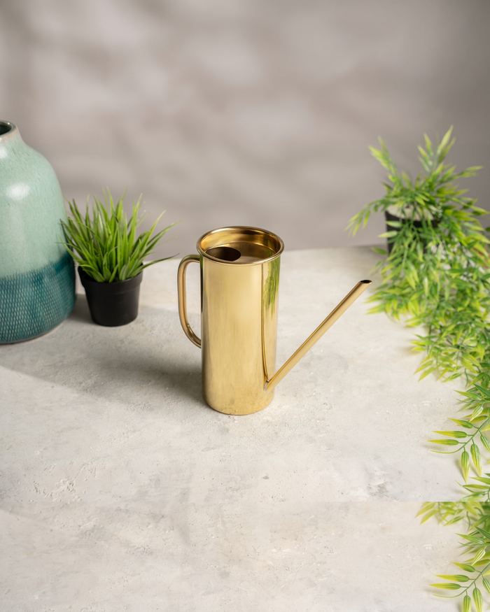 Tall Polished Brass Watering Can, 240 mm