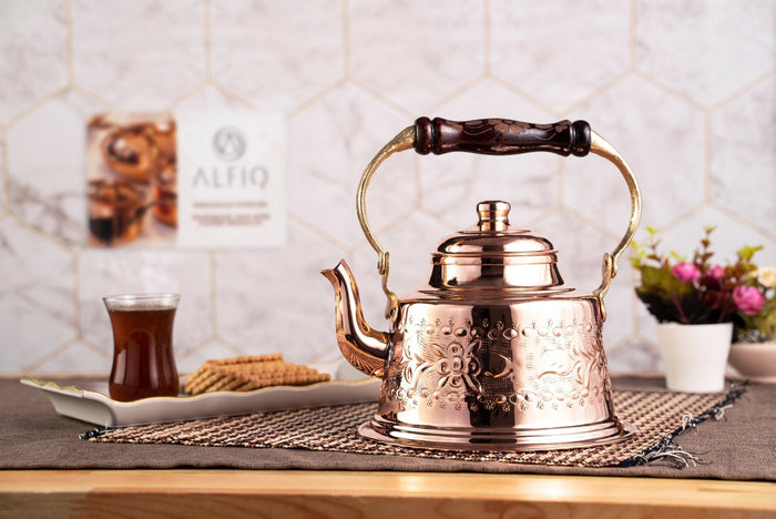 Handmade Solid Copper Teapot, 1.5 L Stovetop Safe